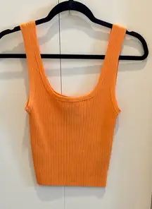 Orange ribbed tank top