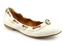 Hunter Dominica White Leather Flats Pull Tie 8