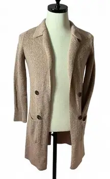 Active USA Knit Cardigan Sweater Small Duster Open Front Coat Jacket