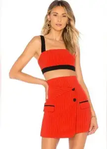 H:ours skirt matching set size small crop top two piece red black stripe