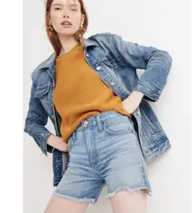 Madewell The Perfect Jean Shorts High Rise Step Hem  Blue Solid Wash Size 26