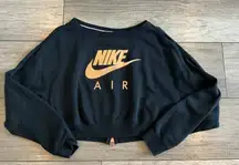 Nike Air Cropped Pullover Sweatshirt Rose Gold Zipper Black Women's XS