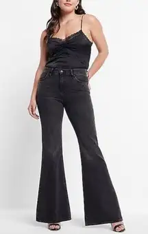 NWT  70s Mid Rise Black Denim Flare Jeans- Size 0