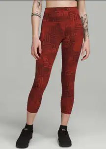 Lululemon Wunder Train High Rise Crop Ombre Red Multi Women’s Leggings Size 14