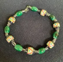 Vintage Hand Painted Beaded Bracelet Possibly Homemade From Estate Sale