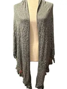 Soft Surroundings Sequin Crochet Trim Sleeveless Open Front Cardigan Wrap #1AF80