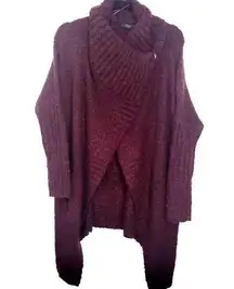 RDI Womens Size Small Purple Cross Button Popcorn Knit Cardigan Sweater Pockets