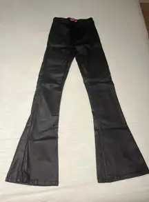 Leather Edikted Flare Pants Black