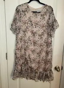 🌸EUC Women’s  Floral Dress with Ruffle Flowy Spring Dress Size L