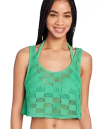 Green Crochet Halter Top Cover up