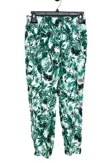 Solitaire Women Slit Leg Elastic Waisted Floral Tropical Swim Joggers Size Small