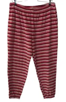 Joyspun Red and White Striped Candy Cane Jogger Style Pajama Pants Soft Fleece