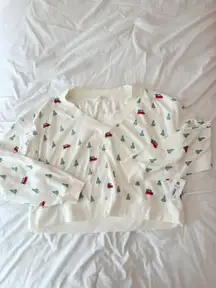 Altar’d State Intimates Christmas Print V-Neck Long Sleeve Lounge Top Size Small