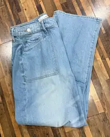 LOFT The Straight Jeans Women's Size 32/14 Light Wash High Rise Pocket Front NWT