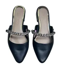 Juicy Couture Chain Point Black Leather Mules Shoes Size 6 Y2K Mob Wives Mcbling