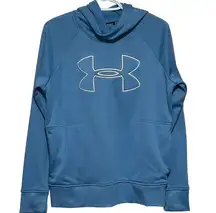 Under Armour Women's Blue White Loose Coldgear Hoodie‎ Size M