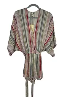 Elan multicolor Striped Loose Fit Romper Small
