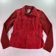 Live a little womens size Petite Large red suede zip up Leather Jacket y2k