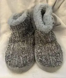 DEARFOAMS Leah Marled Chenille Knit Bootie Slippers Sleet M 9-10