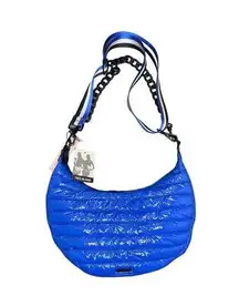 BCBGeneration Two in One Crossbody Shoulder Puffer Bag Blue Chain Detail NWT