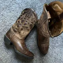 LAREDO Women’s Dark Brown Leather Heritage Toe Cowboy Boots | Size 8.5