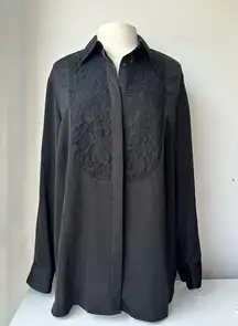 Ralph Lauren Black Button‎ Up Blouse XL