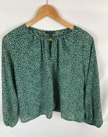 West Kei  Green Patterned Blouse Size Medium