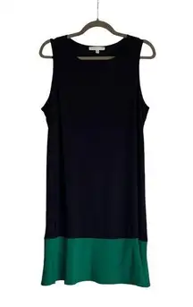 Annalee Hope Women Dress Size XL‎ Navy Green Color Block Sleeveless Shift Knee