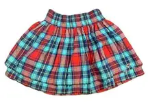 Hollister Size Small Red/Blue 2-Tiered 100% Cotton Plaid Mini Skirt