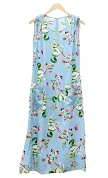 Disney Hawaiian Print Sleeveless Mickey Minnie Tropical Maxi Dress Size Small