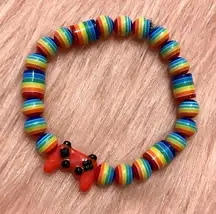 Handmade Red Video Game Controller Colorful Rainbow Pride Beaded Bracelet