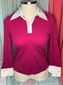 JODIFL Fuchsia Button Down Shirt with White Accents
