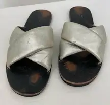 Rag‎ and Bone Silver Slide Sandals, No Herl, Flat, very worn, size 11 or 41