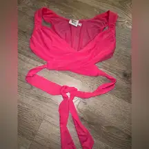 Princess Polly Hot pink mesh crop top with tie back
