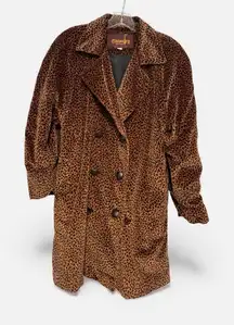 Chivalry leopard print velvet double-breasted coat small