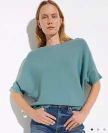 R Label Top Essential Pullover Sweater Short Sleeve 100% Wool Beach XS