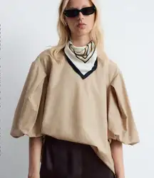 NWT Rita Row VOLUMINOUS PUFF-SLEEVE BLOUSE color sand blouse size small