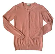 Salmon Peach Women's Crewneck Button-Down Cardigan Sweater Size S