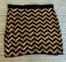 Michael Kors Black and Gold Sequin Mini Pencil Skirt