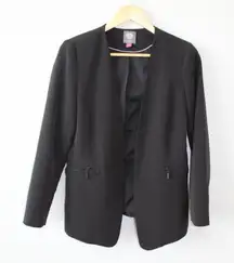 Vince Camuto Black Zipper‎ Embellished Open Front Blazer Womens SZ 8