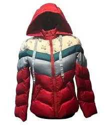 Coach  CHEVRON SHORT DOWN JACKET SIZE SMALL RED MULTICOLOR