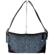 Coach Y2K  Blue Wool Baguette Mini Purse Shoulder Bag