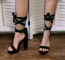 NWOT Dream Pairs black 5 inch platform gladiator sandals sz 9