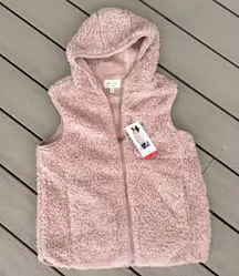 Vest Jacket Fluffy NWT Blush Rose  Womens Small Zip