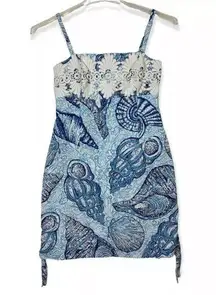 Lilly Pulitzer size 2 Blue Stuffed Sea Shells Bel Air Dress mini square neck