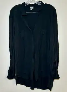 Converse Black Button Down Shirt women’s xl basic grunge minimal career office