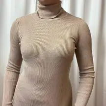 NWOT  Neutral Light Brown Ribbed Turtleneck Sweater