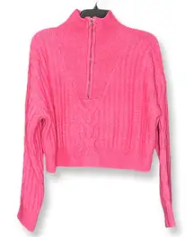 Pink Lily Soft 3/4 Zip Cropped Turtleneck Sweater Sz M