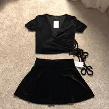 Forever21 velvet wrap top and skirt, new with tag