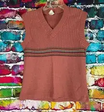 Vintage You and I Sweater Vest Ribbed Pullover Stripes Size Large 70s vibes